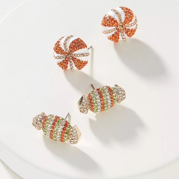 BaubleBar Jewelry - ANTHROPOLOGIE Candy Cane Rhinestone Holiday Stud Earrings